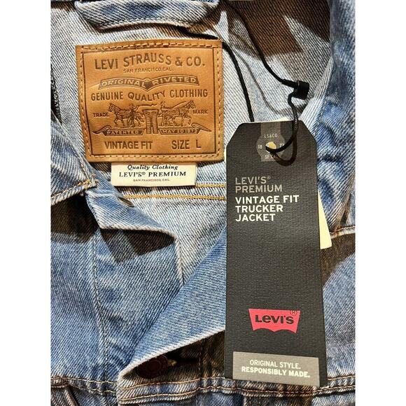 Levi's Premium Jacket Men's Large Vintage Fit Trucker Ink Blot Pockets Denim NEW - Picture 11 of 12
